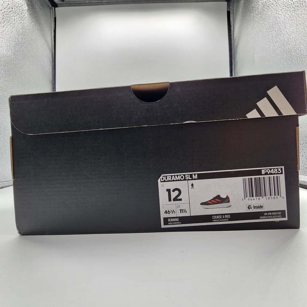 Adidas Duramo SL Running Shoes Mens Size 12 Black Solar Red Sneaker IF9483 NEW - Picture 11 of 11